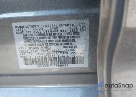 2023 Nissan Sentra Sv Xtronic Cvt z USA, uszkodzony, nr VIN 3N1AB8CV7PY288431